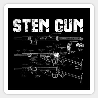 World War 2 Weapon Blueprint Sten Gun Sticker